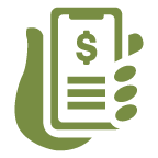 Mobile banking app in hand icon